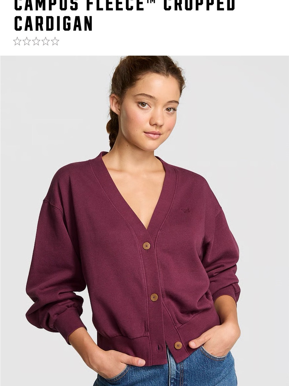 PINK Victoria's Secret Cropped Cardigan - Plum Wild Rose